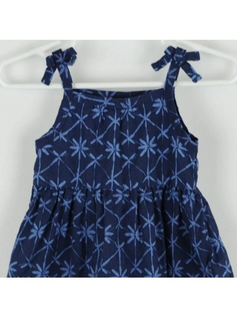 Carter's Infant Girls Size 6 Months Blue Floral Linen Woven Tiered Sun Dress